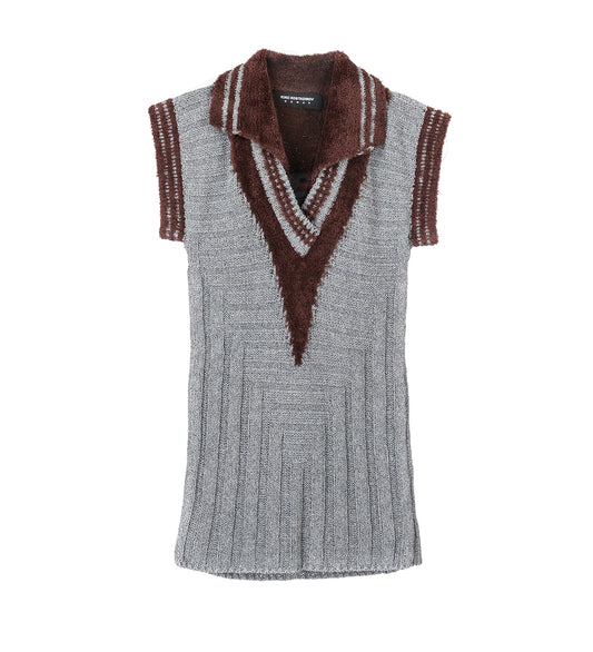 QUIMBY SLEEVELESS POLO SPECKLED FOSSIL GREY