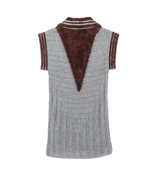 QUIMBY SLEEVELESS POLO SPECKLED FOSSIL GREY