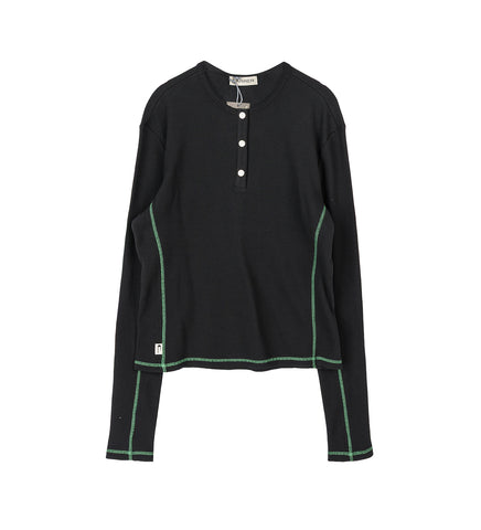 LIS HENLEY BLACK/GREEN CONTRAST