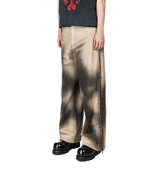 SIDE ZIP JEANS DEEP STAIN