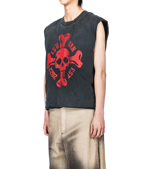 WADDED SLEEVELESS TEE FADED BLACK