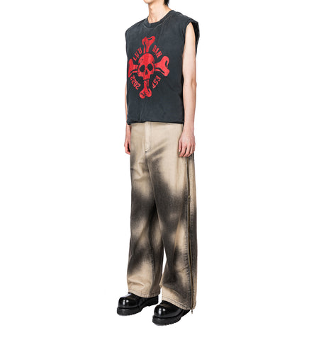 SIDE ZIP JEANS DEEP STAIN