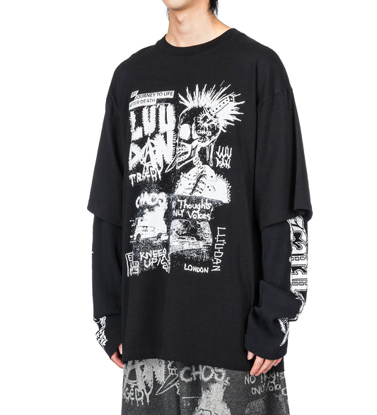 DOUBLE DECK TEE BLACK/PUNK FLYER