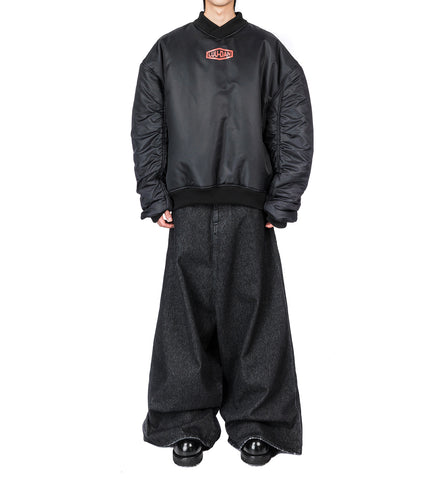 DROP CROTCH DENIM RINSED BLACK