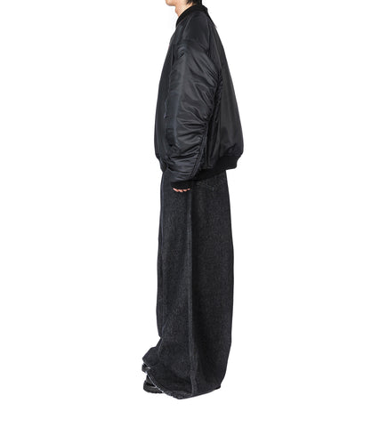 DROP CROTCH DENIM RINSED BLACK