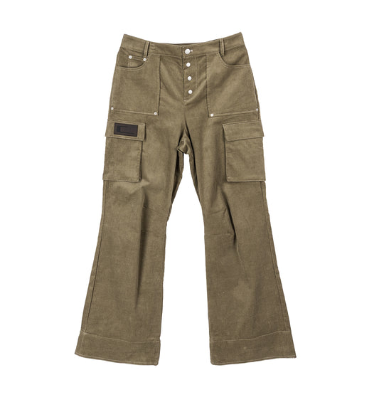 GROVE CORDUROY FLARE GREEN PANA