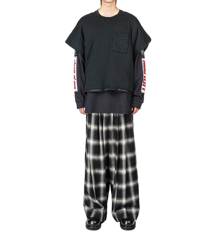 TRIPLE PLEAT TROUSERS OMBRE CHECK