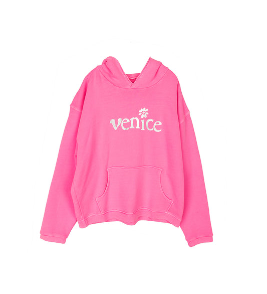 SILVER PRINTED VENICE HOODIE PINK