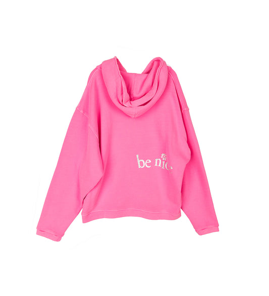 SILVER PRINTED VENICE HOODIE PINK