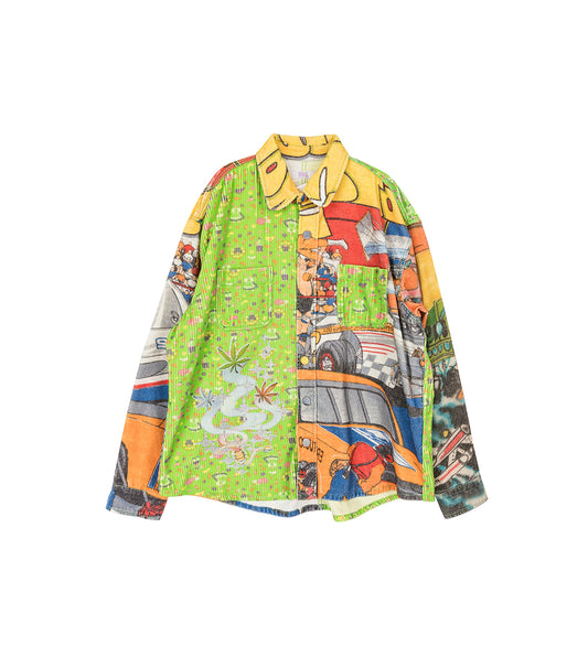 CORDUROY PRINTED OVERSHIRT GREEN