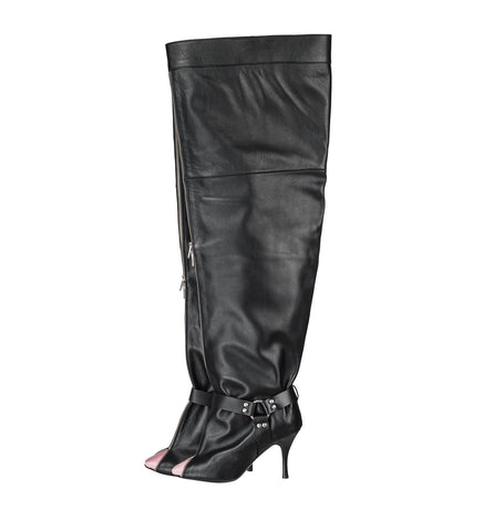 UNZIPPED THIGH HIGH BLACK AND PINK