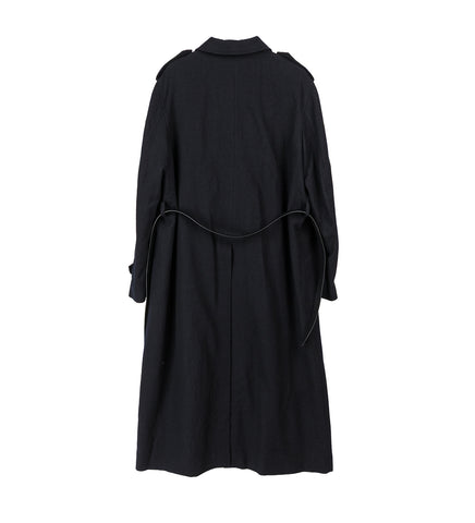 WILMER CAR COAT WITH LEATHER BELT BLACK