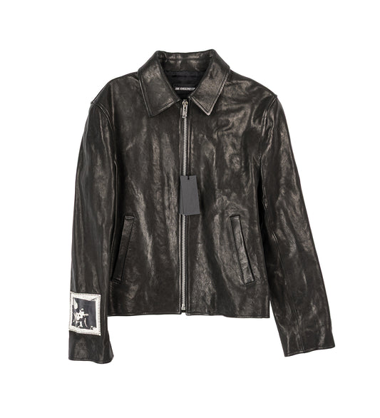 SANDOR SHIRT COLLAR ZIPPED CABAN JACKET BLACK