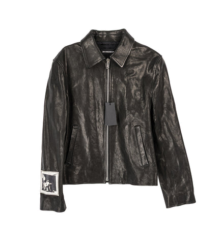 SANDOR SHIRT COLLAR ZIPPED CABAN JACKET BLACK