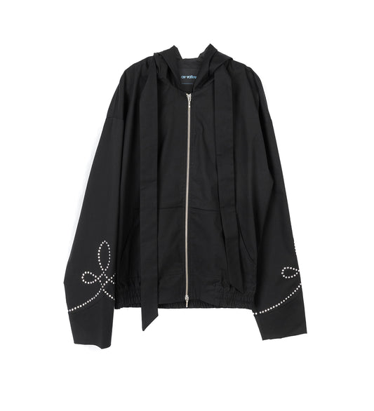 HOODED JACKET SCARF BLACK/SILVER