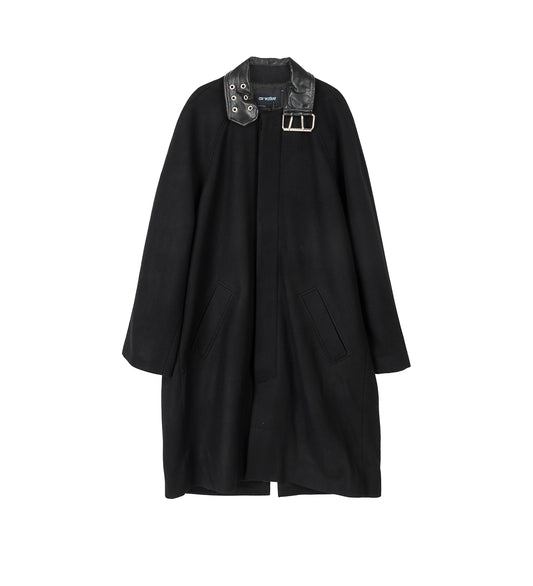 COLLAR BELT COAT BLACK NAPPA