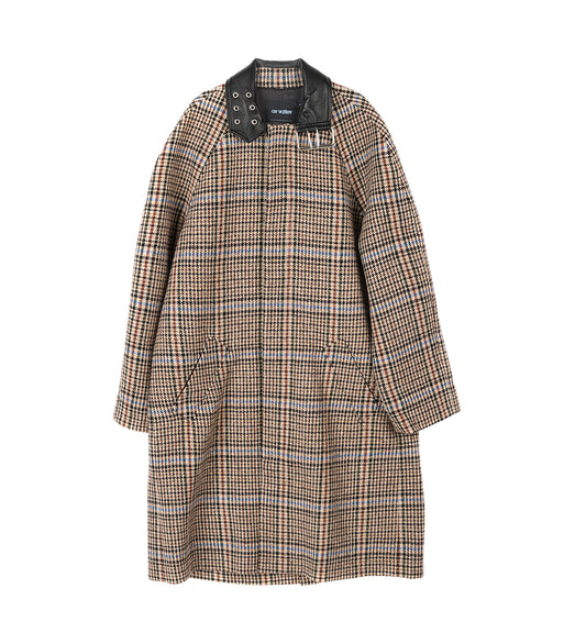 COLLAR BELT COAT CHECK/BLACK