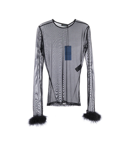 ROUND NECK WITH FEATHER BLACK