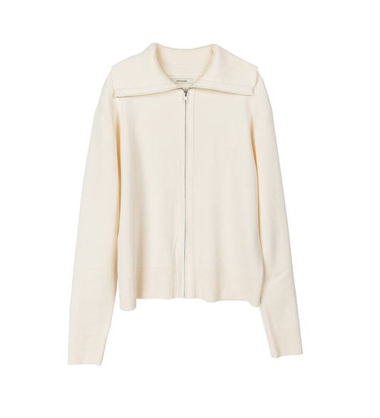 KNIT ZIP UP JACKET IVORY