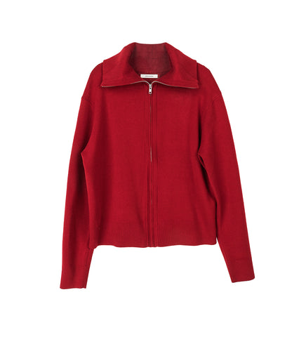 KNIT ZIP UP JACKET CHERRY