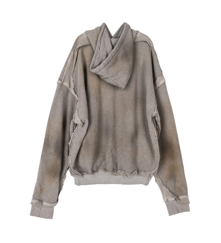 CUT OUT HOODIE DIRTY GREY