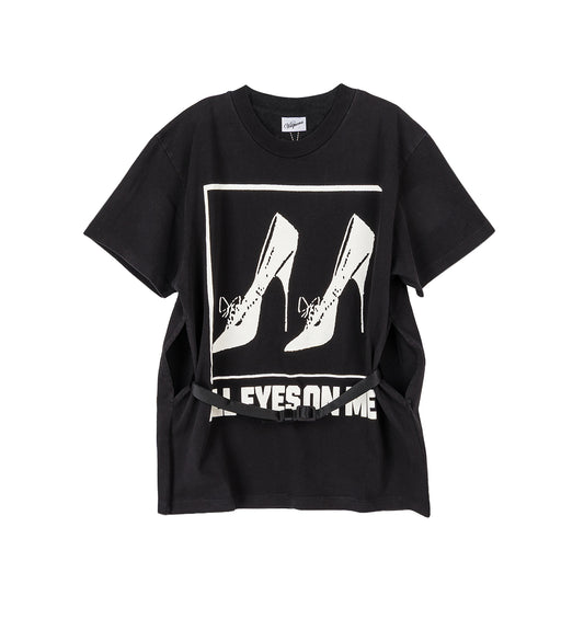 ALL EYES ON ME BELTED T-SHIRT BLACK