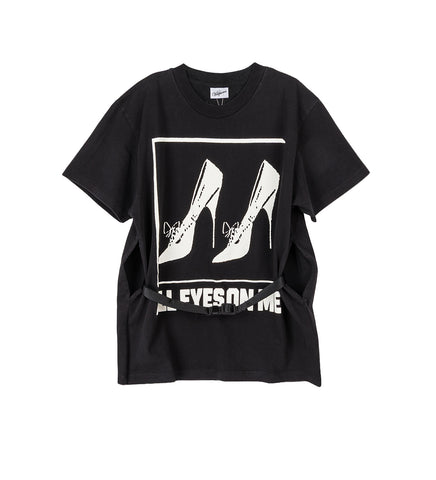 ALL EYES ON ME BELTED T-SHIRT BLACK
