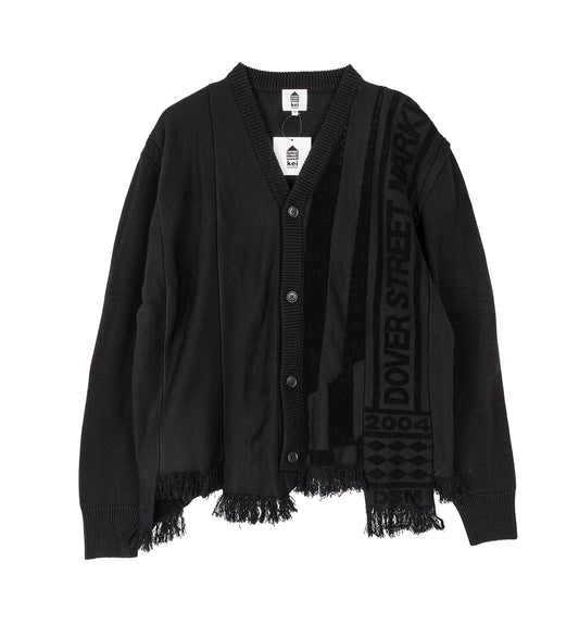 2 CONTRAST SCARVES PATCHWORK CARDIGAN BLACK
