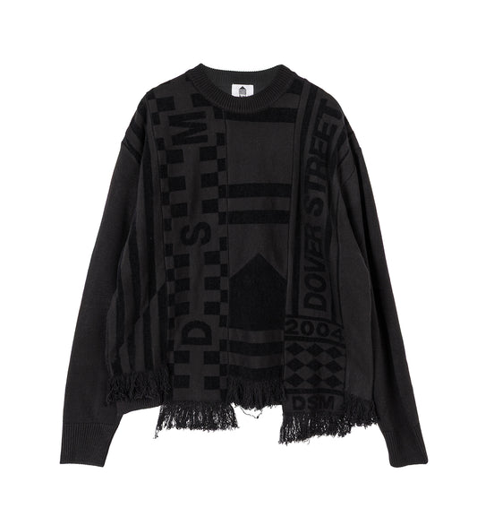 4 TONAL SCARVES PATCHWORK CREWNECK BLACK