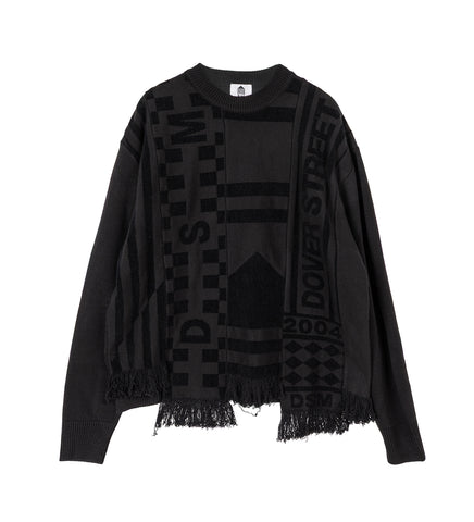 4 TONAL SCARVES PATCHWORK CREWNECK BLACK