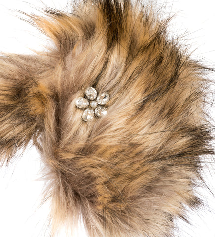 FAUX FUR HARE COIN PURSE BAG CHARM BROWN