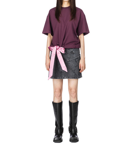 SATIN CROPPED T-SHIRT PLUM