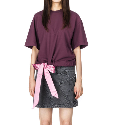 SATIN CROPPED T-SHIRT PLUM