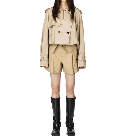 FOLD OVER TRENCH SHORTS FLAX
