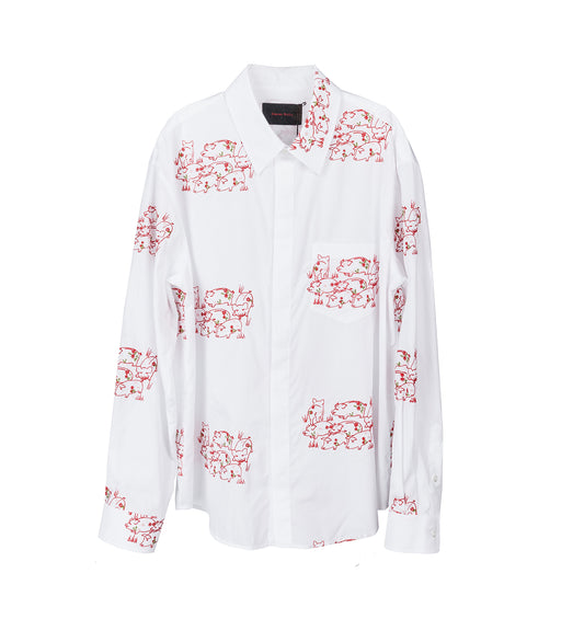 CLASSIC CONCEALED BUTTON SHIRT RED/WHITE