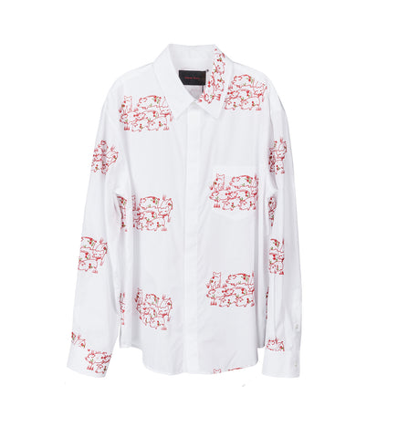 CLASSIC CONCEALED BUTTON SHIRT RED/WHITE