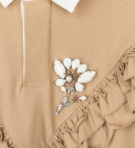 RUFFLE FRILL RUGBY SHIRT SAND/OPAQUE/CLEAR