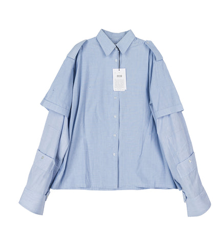 CUT UP MILITARY SHIRT BLUE