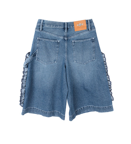 RUFFLE FRILL BOARD SHORTS INDIGO