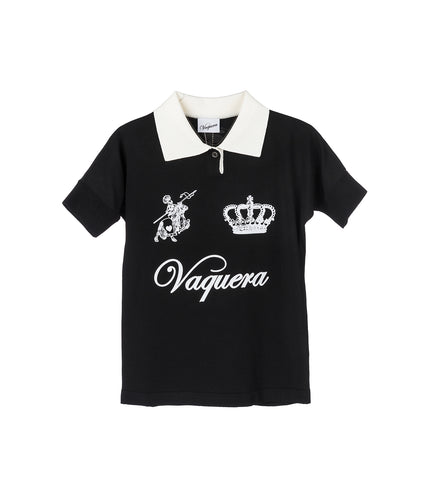 POLO WITH SHORT SLEEVES BLACK WHITE