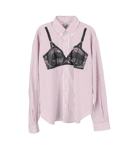 TROMPE L'OEIL BUTTON DOWN SHIRT WHITE/RED