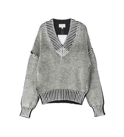 PAINTED OVERSIZED SWEATER BLACK WHITE