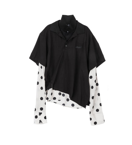 POLKA DOT POLO SHIRT BLACK/BEIGE