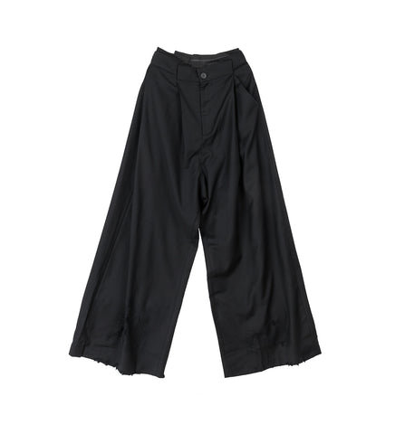 FOLDED WOOL TROUSERS BLACK