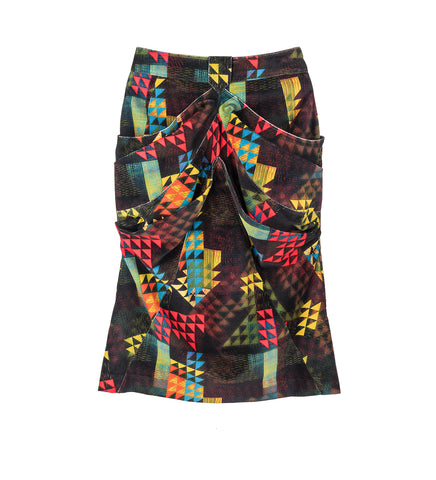CALAMANCO SKIRT MULTI ABSTRACT CHECK