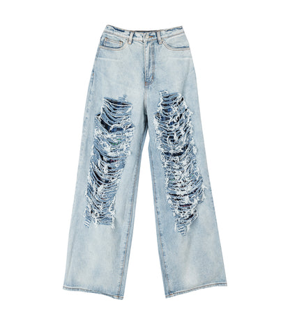 MULTUCOLOUR DISTRESSED JEANS LIGHT WASH