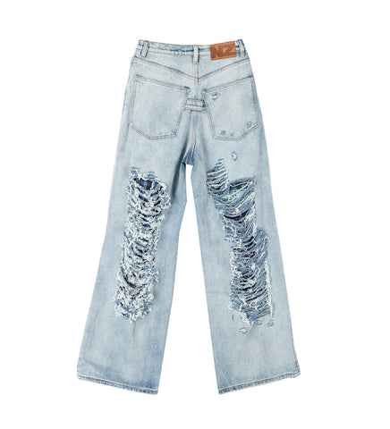MULTUCOLOUR DISTRESSED JEANS LIGHT WASH