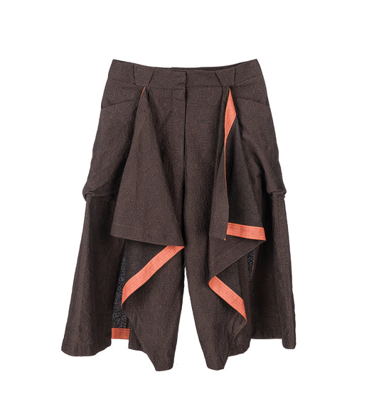 DAHLIA DRAPED SHORTS DARK ELM