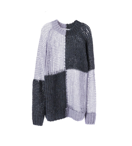 CHECKERED KNIT PURPLE/GREY