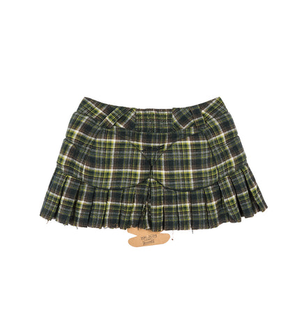 PLEATED MOTO UPCYCLED SKIRT GREEN/BLACK